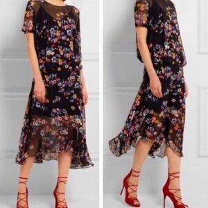 Rare Runway Limited Edition Silk Thornton Bregazzi Melina Floral Midi Dress